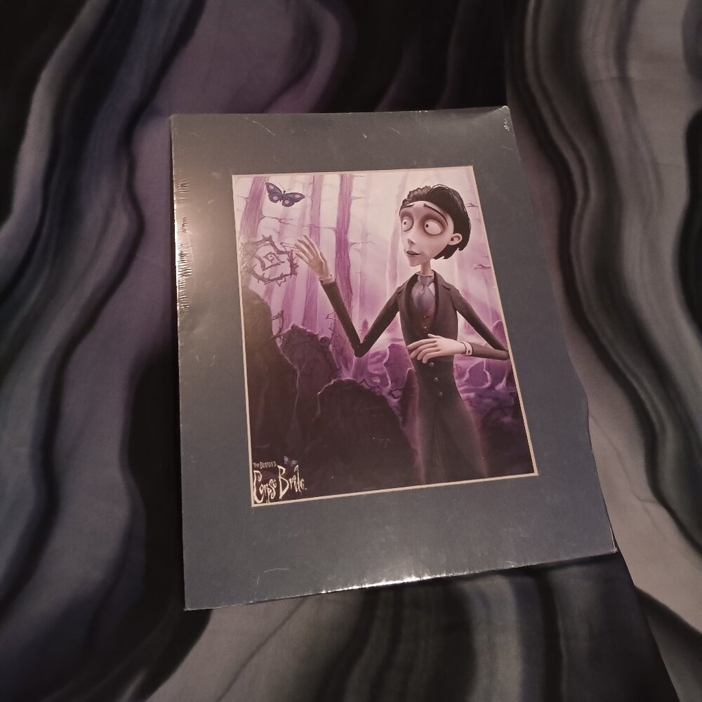 NWT-Tim Burton's Corpse Bride Picture Victor & Butterfly-Matted print 11x14